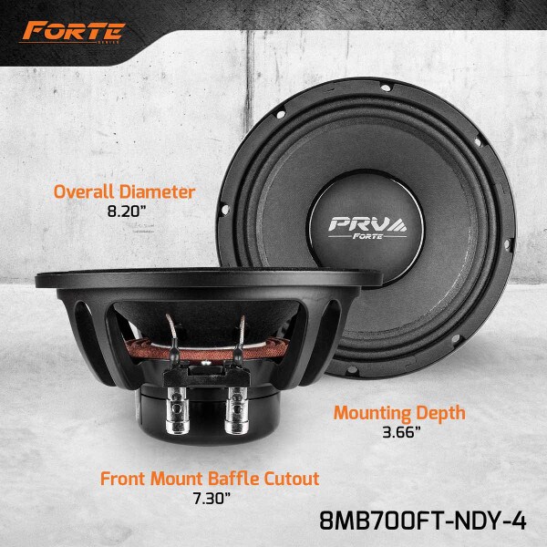 Main product image for PRV Audio 8MB700FT-NDY-4 Forte Series 8" Neodymium Midbass Speaker 4 Ohm294-3410